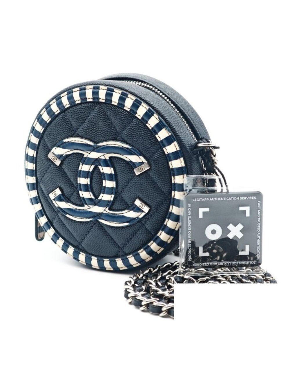 Chanel CC Filigree Quilted Caviar Leather Chain Shoulder Bag